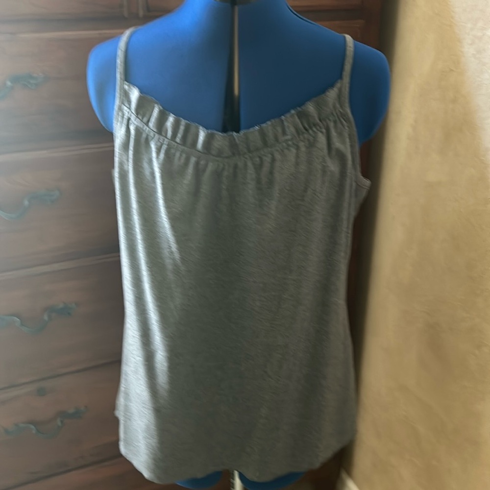 NWOT Eileen Fisher Wool Blend tank top with ruffle neckline.